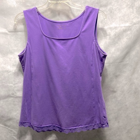 COLDWATER CREEK Camisole Tank Top Purple Lilac Stretch Lace Women Medium 10 12 - Picture 7 of 16